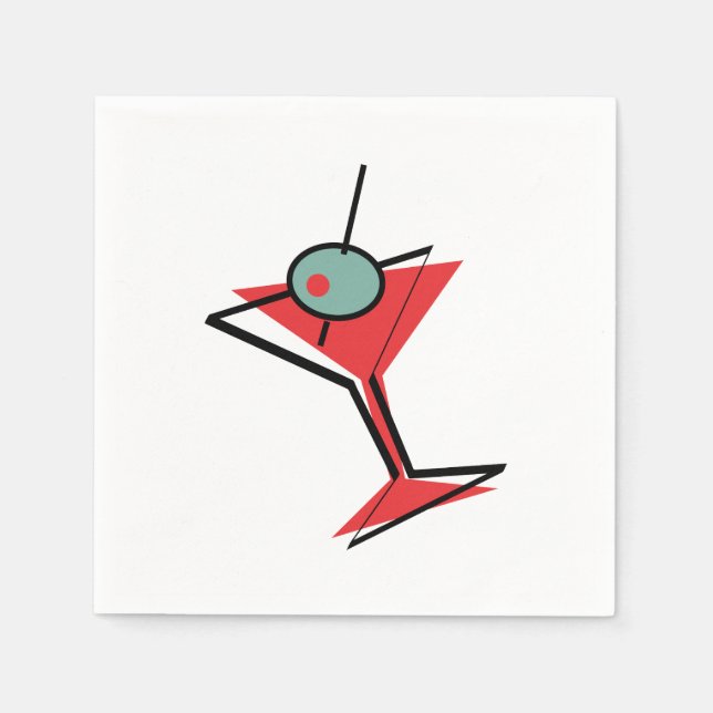 Retro Red Martini Pappersservett (Framsidan)