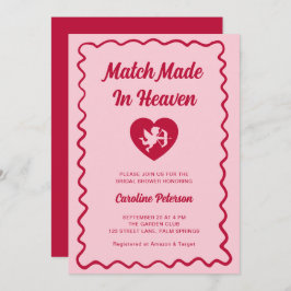 Retro Red Match Made in Heaven Cupid Bridal Shower Inbjudningar