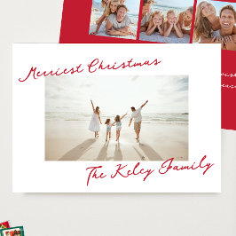 retro red merry christmas collage photo julkort