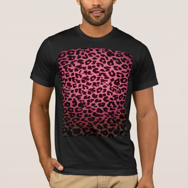 Retro red mönster leopard päls struktur t-shirt (Framsida)
