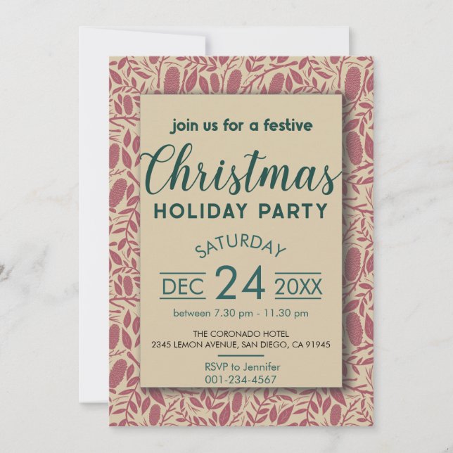 Retro Red Mysiga Vibe-juljul-Helgdag Inbjudningar (Framsida)