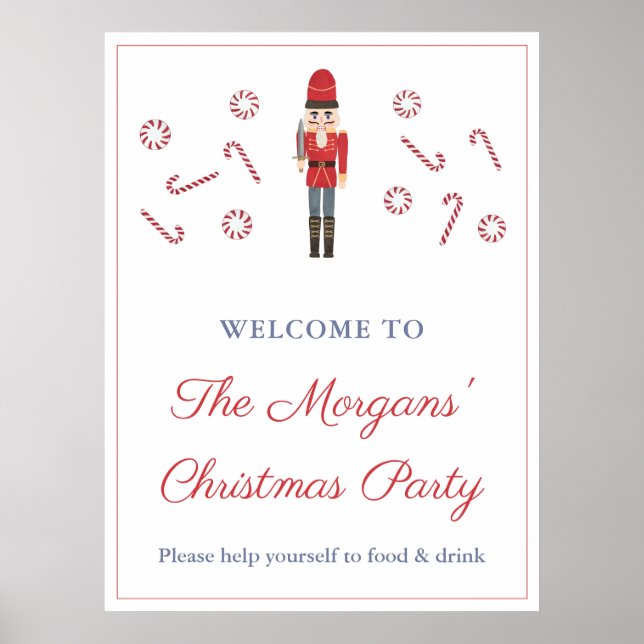 Retro Red Nutcracker, Jul Helgdagar Party Poster (Framsidan)