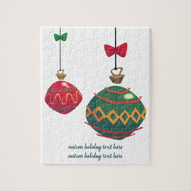 Retro Red och Grönt julprydnader Pussel (Vertikal)