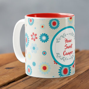 Retro Red och Teal Camper Två-Tonad Mugg