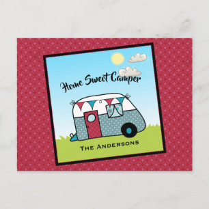 Retro Red och Teal Camper Vykort