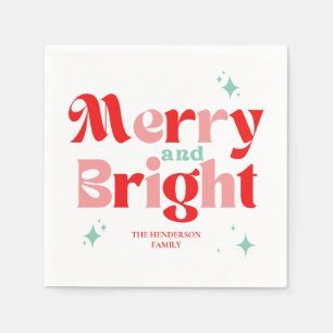 Retro Red och Teal Merry och Bright jul Pappersservett