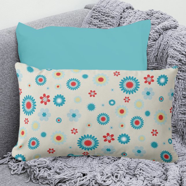 Retro Red och Teal Reversible Lumbarkudde (Skapare uppladdad)