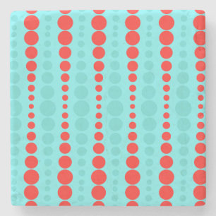 Retro Red och Turcos Dots Marble Underlägg Sten