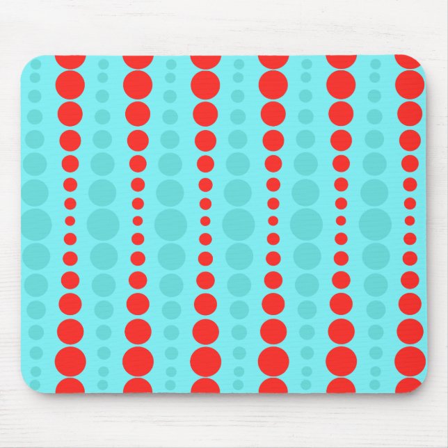 Retro Red och Turcos Dots Mousepad Musmatta (Framsidan)