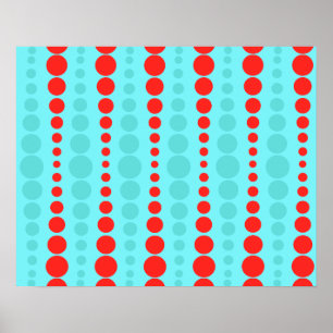 Retro Red och Turcos Dots Poster