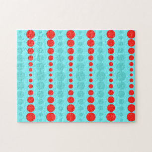 Retro Red och Turcos Dots Puzzle Pussel