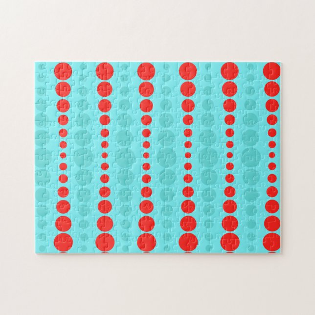 Retro Red och Turcos Dots Puzzle Pussel (Horisontell)