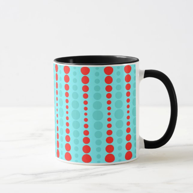 Retro Red och Turcos Dots Ringer Mugg (Höger)