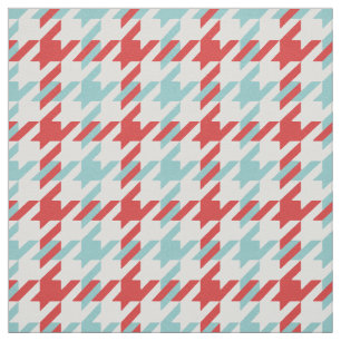 Retro red och turkos houndstooth plaid mönster tyg