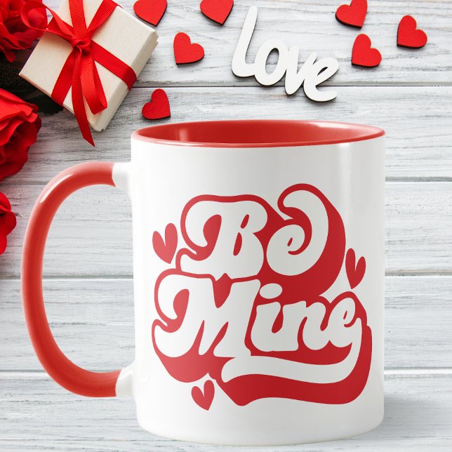 Retro Red och White BE Mine Mugg (Retro Red and White Be Mine Mug)