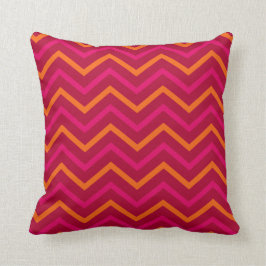 Retro Red Orange Shock rosa Chevron Zig Zag Mönste Kudde