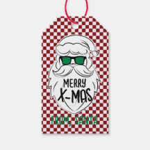 Retro Red Pink Checkered Santa Claus Christmas