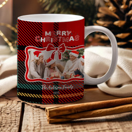 Retro Red Plaid Whimsical Christmas  Kaffemugg