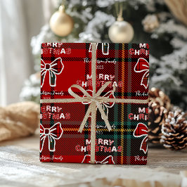 Retro Red Plaid Whimsical Christmas  Presentpapper