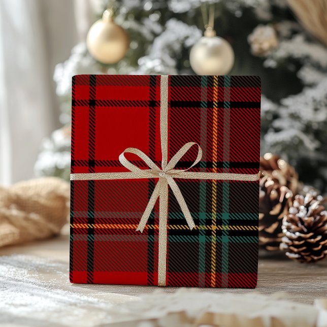 Retro Red Plaid Whimsical Christmas  Presentpapper (Skapare uppladdad)