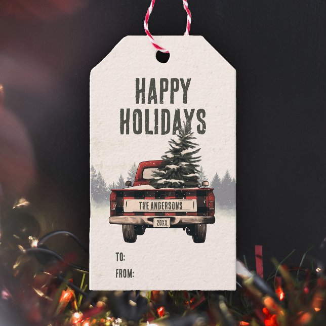 Retro Red Play-Anpassningsbarna i Lastbil Namn Presentetikett (Skapare uppladdad)