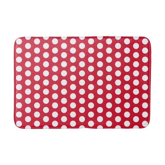 Retro Red Polka Dot Bathroom Matta Bath Mat (Framsidan)