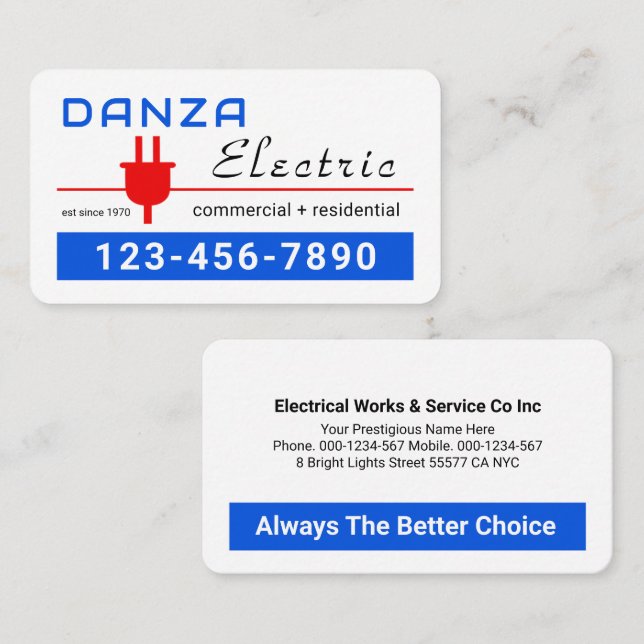 Retro Red Power Plug Electric Visitkort (Fram/baksida)