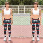 Retro Red Rand Leggings<br><div class="desc">Retro röd blå vit repeterande rand</div>