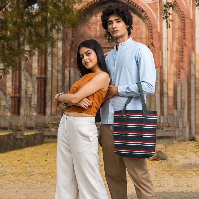 Retro Red Rand Tote Bag Tygkasse (Skapare uppladdad)