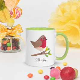 Retro Red Robin Hand-Illustrated Vintage-Inspired Mugg
