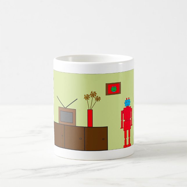 Retro Red Robot Kaffemugg (Skapare uppladdad)