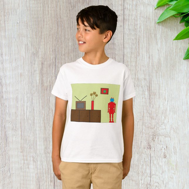 Retro Red Robot T Shirt (Skapare uppladdad)