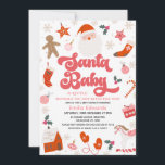 Retro Red Rosa Girls Santa Baby Baby Shower Inbjudningar<br><div class="desc">Retro Red Rosa Girls Santa Baby Baby Shower Inbjudan Santa baby tog upp en inbjudan till en babydusch för flicka med Jultomten och olika andra julteman i rött,  rosa och ett tips på grönt. Den här babyduschinbjudan till Santa baby är perfekt för en decemberbabydusch.</div>