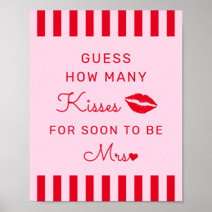 Retro Red & Rosa gissar hur många Kisses-speltecke Poster