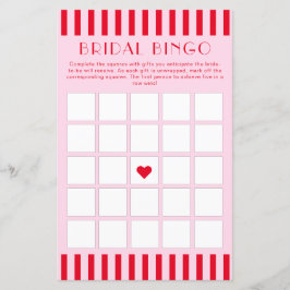 Retro Red & Rosa Rand Möhippa Bingo Card