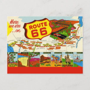 Retro Red Route 66 Vykort