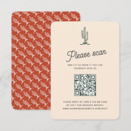 Retro Red Saguaro Cacti Desert Bröllop QR-kod OSA Kort