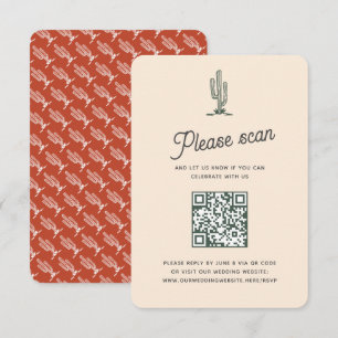 Retro Red Saguaro Cacti Desert Bröllop QR-kod OSA Kort