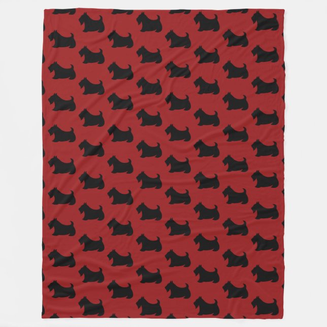 Retro Red Scottish Terrier Fleece Blanket (Framsidan)