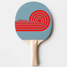 Retro Red Sea Curl-ränder med namn Pingisracket