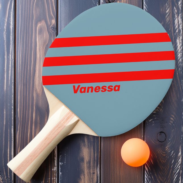 Retro Red Sea Three Rand med Namn Pingisracket (Skapare uppladdad)