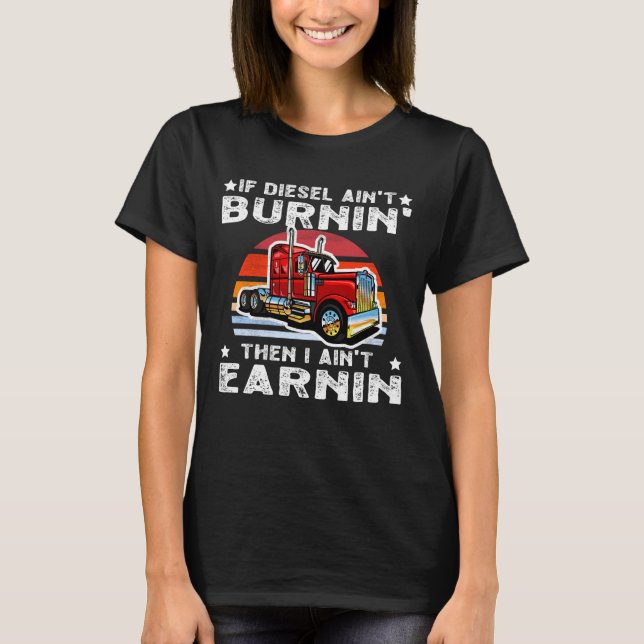 Retro Red Semi Lastbil Sunset - Big Rig Diesel Las T Shirt (Framsida)