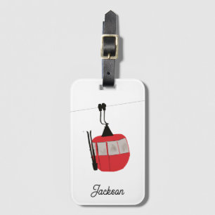 Retro Red Ski Gondola Hiss Personlig Bagagebricka