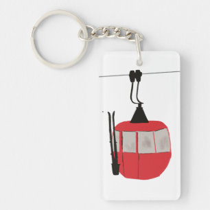 Retro Red Ski Gondola Hiss Personlig Nyckelring