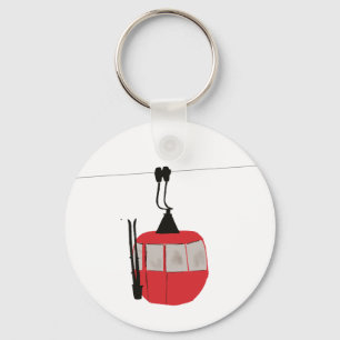Retro Red Ski Gondola Hiss Personlig Nyckelring