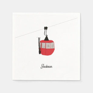 Retro Red Ski Gondola Hiss Personlig Pappersservett