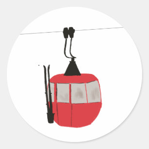 Retro Red Ski Gondola Hiss Personlig Runt Klistermärke