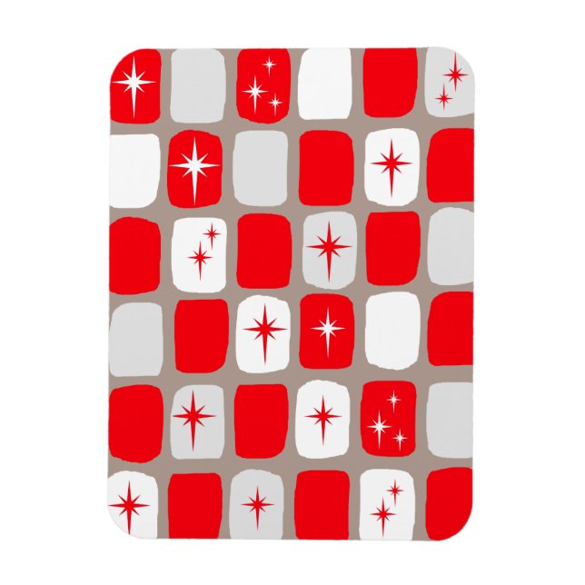 Retro Red Starburgos flexibla magnet (Vertikal)
