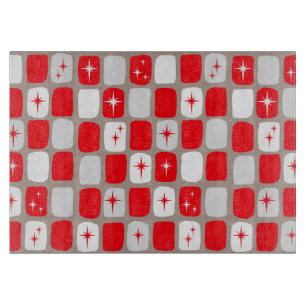 Retro Red Starburgs Glass Clearboard Board