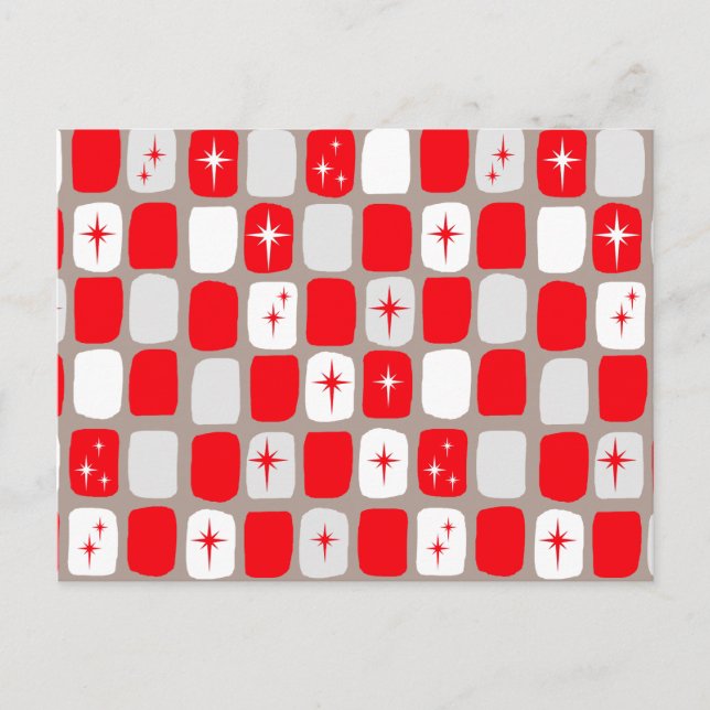 Retro Red Starburits vykort (Framsida)